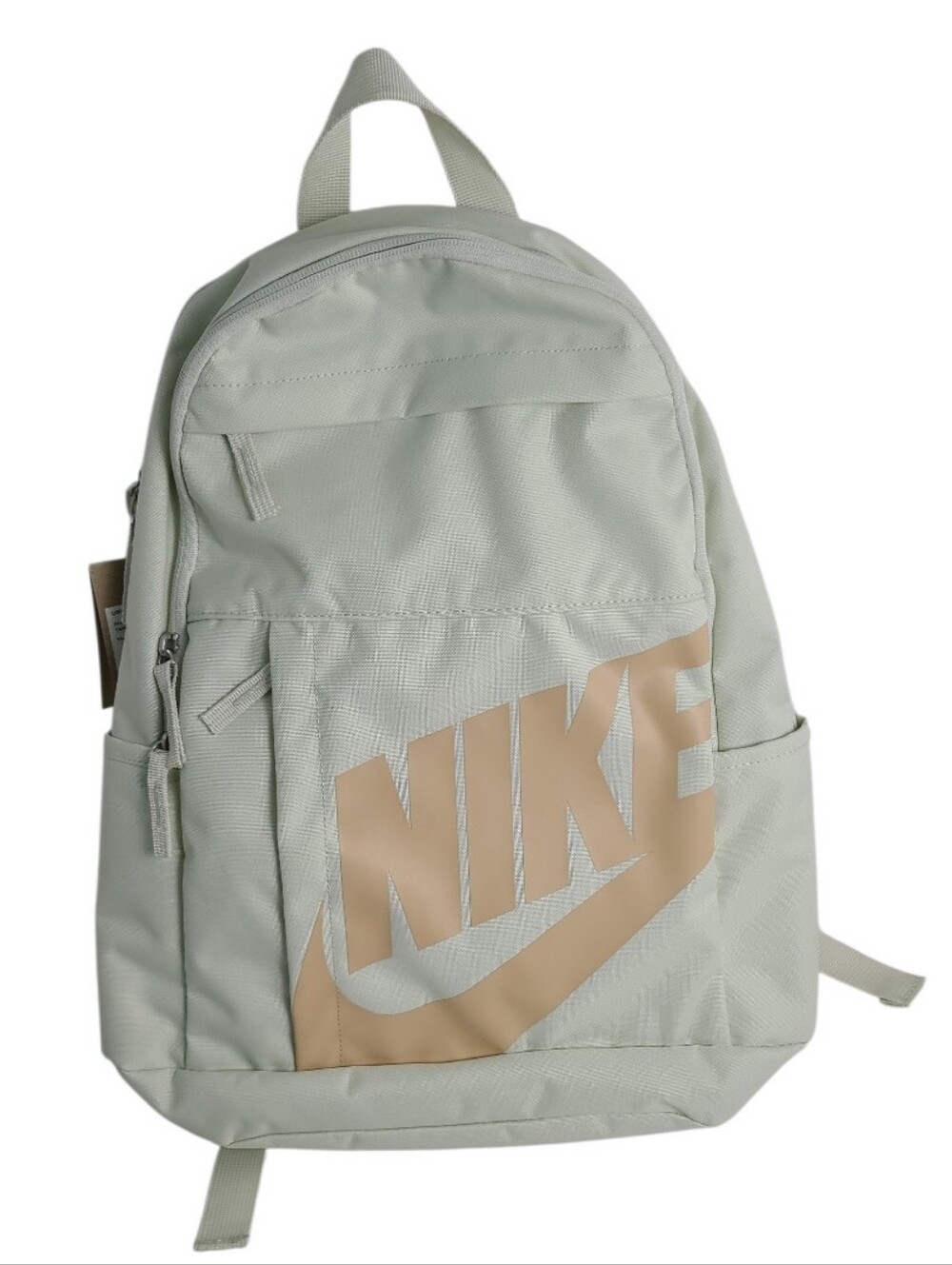 NWT NIKE Mulriple Zip Compartment Pockets Backpack Mint Green with Tan Pink Logo